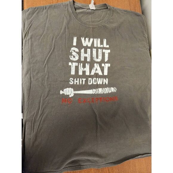 Gildan 3X "I Will Shut That Sh@t Down" TWD Negan Unisex T-Shirt (A) - Picture 1 of 6